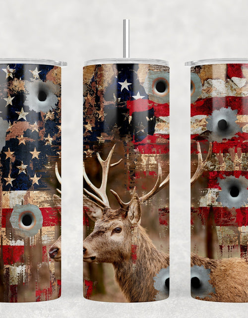 Load image into Gallery viewer, Deer Hunting|Skinny Tumbler|Optional Bluetooth Speaker| Speaker Color Varies by Rowdy Ridge Co
