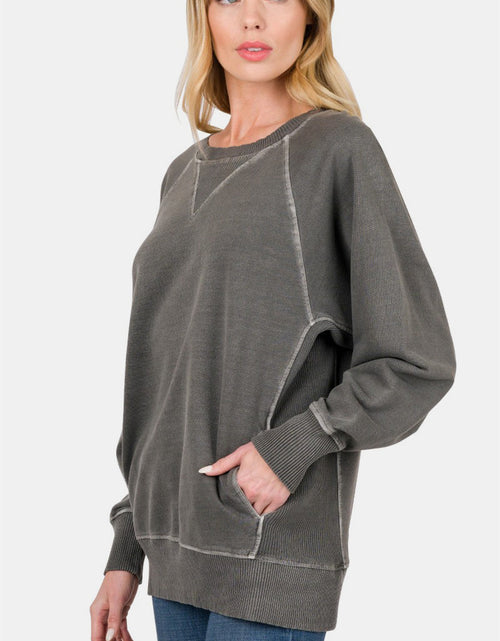Load image into Gallery viewer, Zenana Round Neck Long Sleeve Sweatshirt
