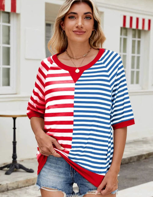 Load image into Gallery viewer, Striped Round Neck Half Sleeve T-Shirt
