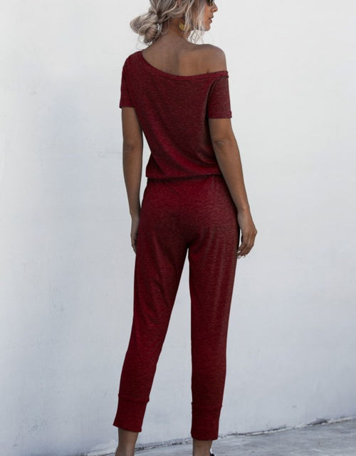 Load image into Gallery viewer, Asymmetrical Neck Tied Jumpsuit with Pockets
