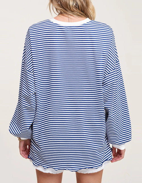 Load image into Gallery viewer, Contrast Striped Long Sleeve Sweatshirt
