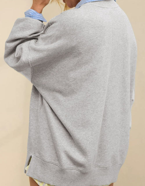 Load image into Gallery viewer, Side Slit Round Neck Long Sleeve Sweatshirt
