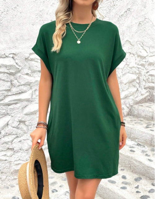 Load image into Gallery viewer, Round Neck Short Sleeve Mini Tee Dress with Pockets
