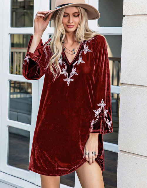 Load image into Gallery viewer, V-Neck Long Sleeve Mini Dress
