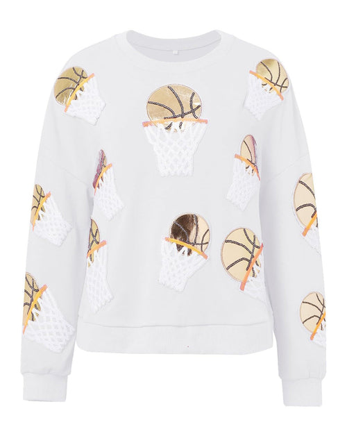 Load image into Gallery viewer, Basketball Round Neck Long Sleeve Sweatshirt
