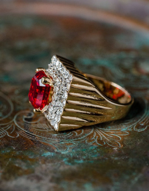 Load image into Gallery viewer, Vintage Austrian Crystal Cocktail Ring 18k Yellow or White Gold Electroplated Women's Birthstne RingMade in USA by PVD Vintage Jewelry
