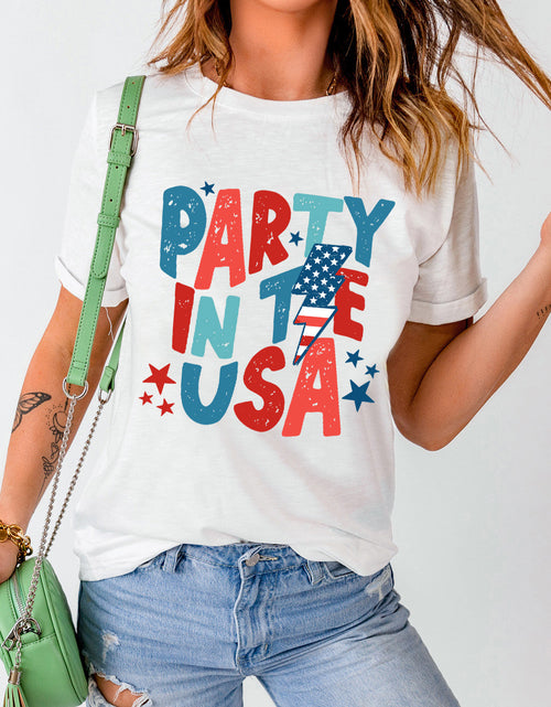Load image into Gallery viewer, Letter Graphic Round Neck Short Sleeve T-Shirt
