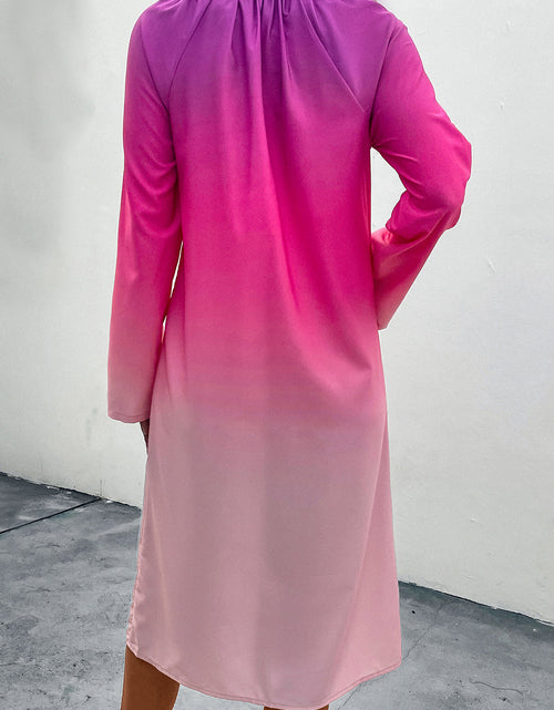 Load image into Gallery viewer, Perfee Gradient Long Sleeve Shirt Dress
