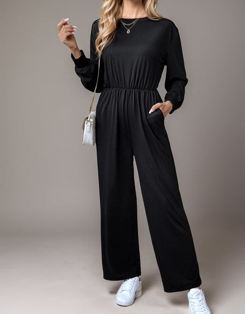 Load image into Gallery viewer, Tied Round Neck Wide Leg Jumpsuit
