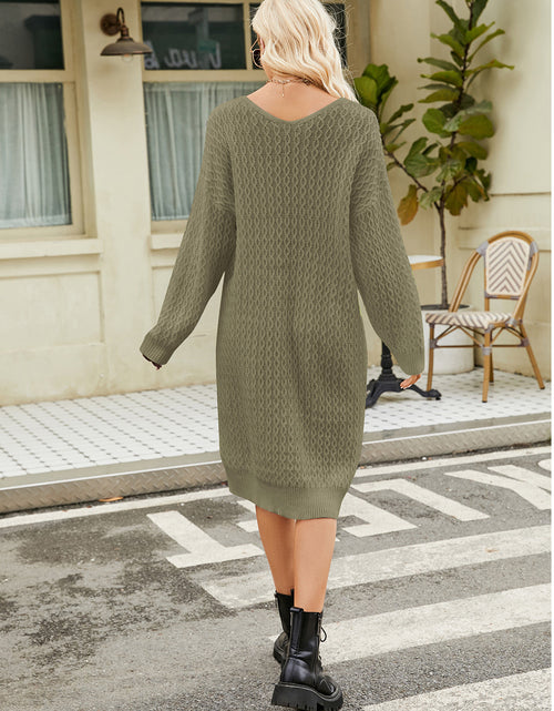 Load image into Gallery viewer, V-Neck Long Sleeve Sweater Dress
