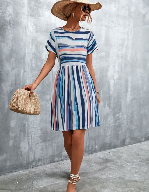 Load image into Gallery viewer, Striped Round Neck Dress
