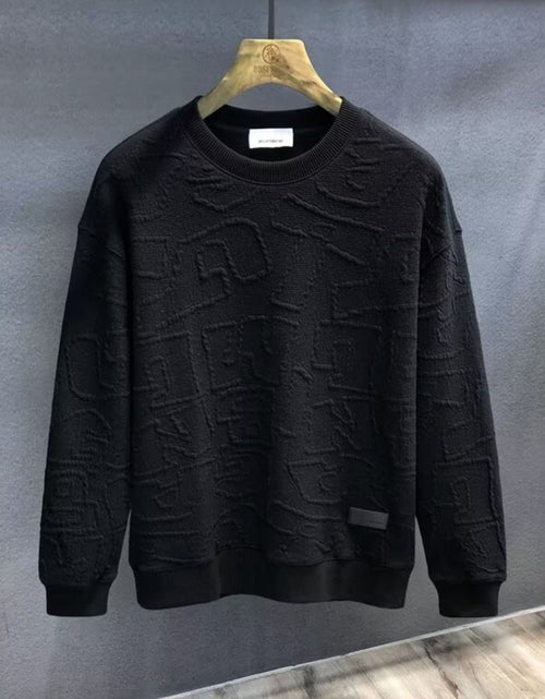 Load image into Gallery viewer, Men's  Plus Size Textured Round Neck Long Sleeve Sweatshirt
