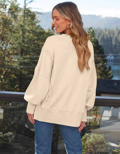 Load image into Gallery viewer, Slit Round Neck Long Sleeve Sweatshirt
