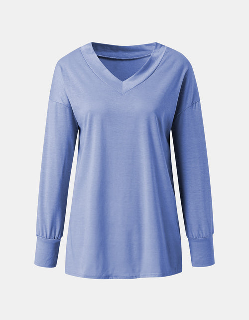 Load image into Gallery viewer, Full Size V-Neck Long Sleeve T-Shirt
