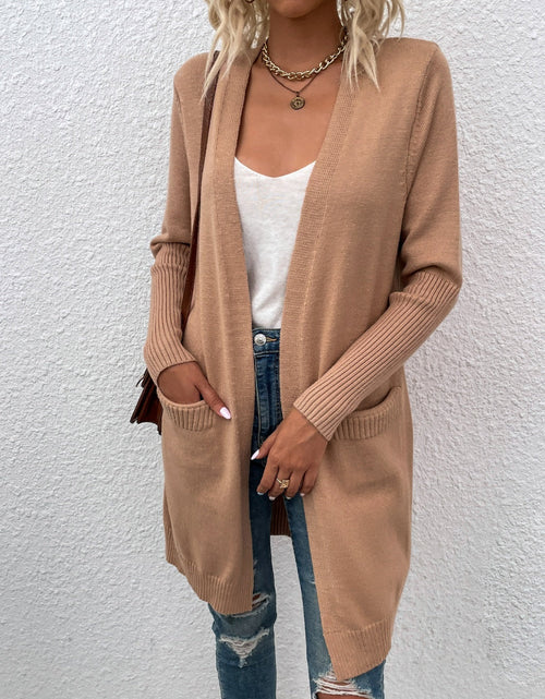 Load image into Gallery viewer, Open Front Long Sleeve Cardigan with Pockets
