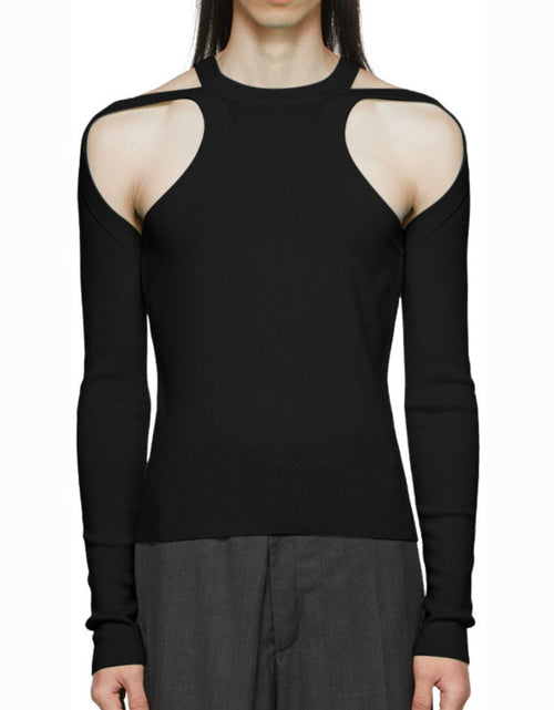 Load image into Gallery viewer, Men's Full Size Cutout Round Neck Long Sleeve Top Plus Size
