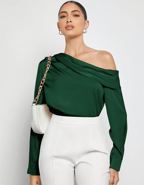 Load image into Gallery viewer, Ruched One Shoulder Long Sleeve Top
