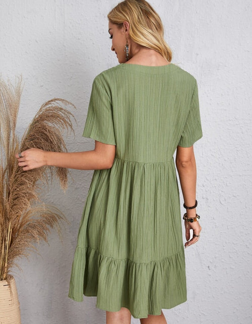 Load image into Gallery viewer, Full Size V-Neck Short Sleeve Dress
