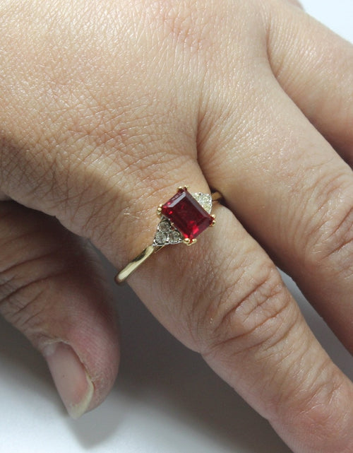 Load image into Gallery viewer, Vintage Ring Clear Austrian Crystals 18k Yellow Gold Electroplated Womens Birthstone Made in USA by PVD Vintage Jewelry
