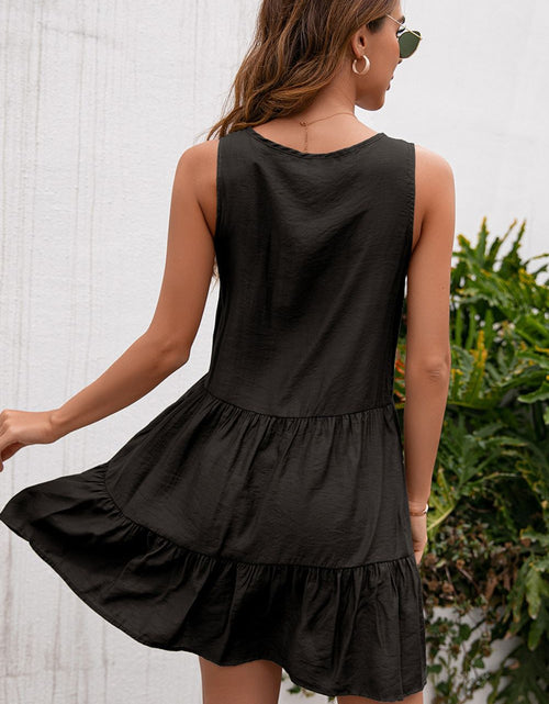 Load image into Gallery viewer, Ivy Lane Tassel Tie Lace Trim Sleeveless Dress

