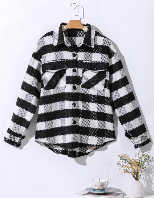 Load image into Gallery viewer, Plaid Button Up Long Sleeve Jacket
