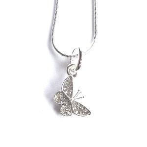 Load image into Gallery viewer, 'Diamante Butterfly' Silver Plated Necklace by Liberty Charms USA
