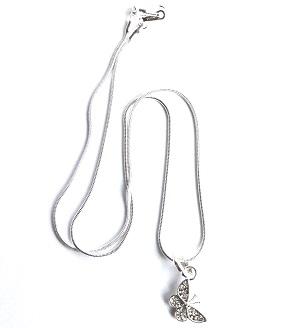 Load image into Gallery viewer, 'Diamante Butterfly' Silver Plated Necklace by Liberty Charms USA
