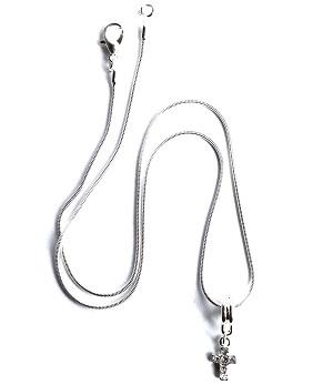 Load image into Gallery viewer, Children's 'Diamante Cross' Silver Plated Necklace by Liberty Charms USA
