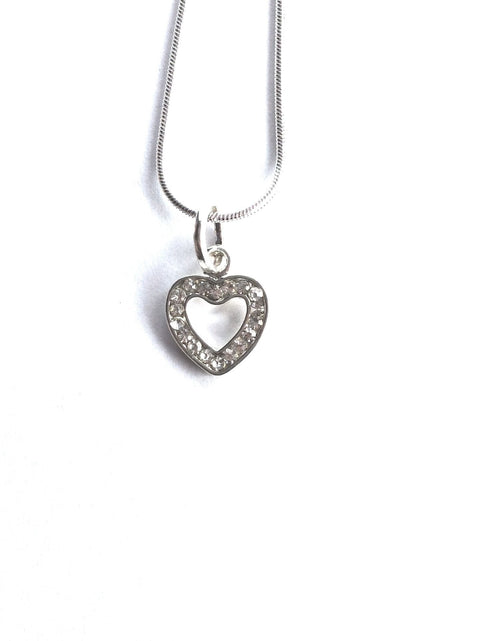 Load image into Gallery viewer, 'Diamante Heart' Silver Plated Necklace by Liberty Charms USA

