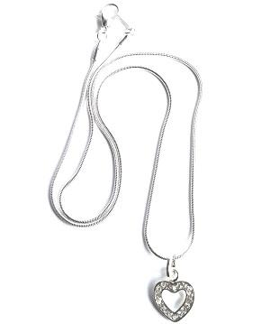 Load image into Gallery viewer, 'Diamante Heart' Silver Plated Necklace by Liberty Charms USA
