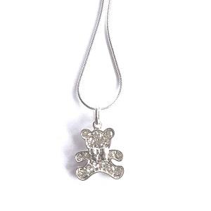 Load image into Gallery viewer, Children's 'Diamante Teddy Bear' Silver Plated Necklace by Liberty Charms USA
