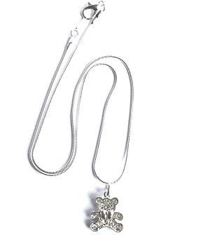 Load image into Gallery viewer, Children's 'Diamante Teddy Bear' Silver Plated Necklace by Liberty Charms USA
