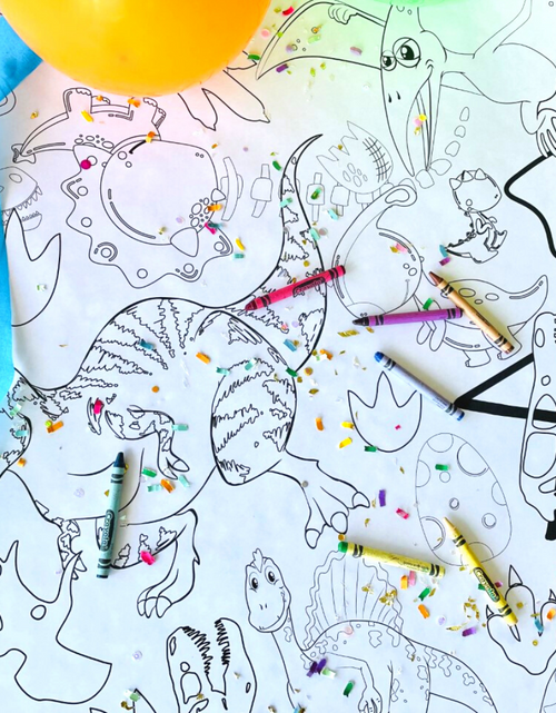 Load image into Gallery viewer, Dinosaur Coloring Tablecloth by Creative Crayons Workshop
