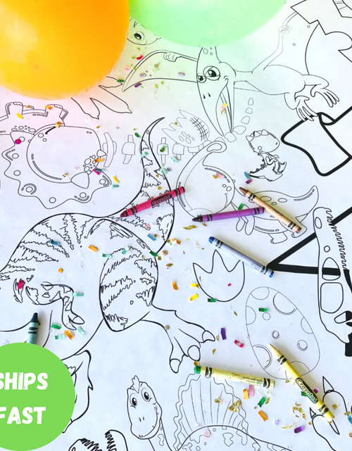 Load image into Gallery viewer, Dinosaur Coloring Tablecloth by Creative Crayons Workshop
