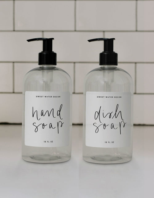 Load image into Gallery viewer, 16oz Clear Plastic Countertop Dispenser Set of 2 - White Label by Sweet Water Decor
