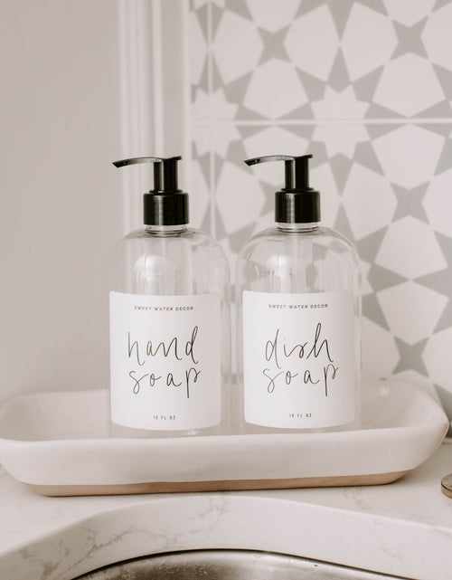 Load image into Gallery viewer, 16oz Clear Plastic Countertop Dispenser Set of 2 - White Label by Sweet Water Decor
