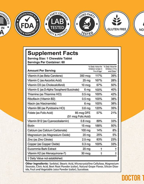 Load image into Gallery viewer, Doctor Taller Kids, Grape Multivitamins, Ages 2-9, 60 Vegan Chewables by NuBest Nutrition®
