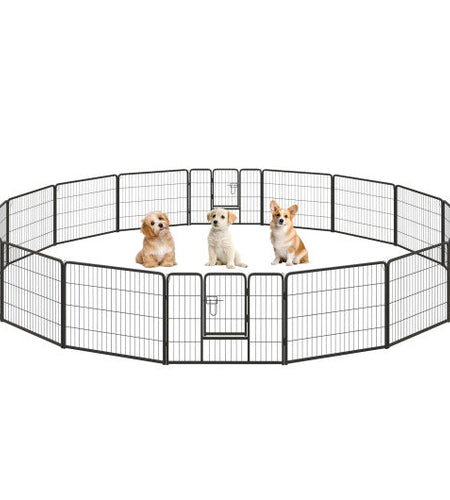 16 Panel 24/32/40 Inches Height Dog Playpen with Lock and Large Door-24 inches