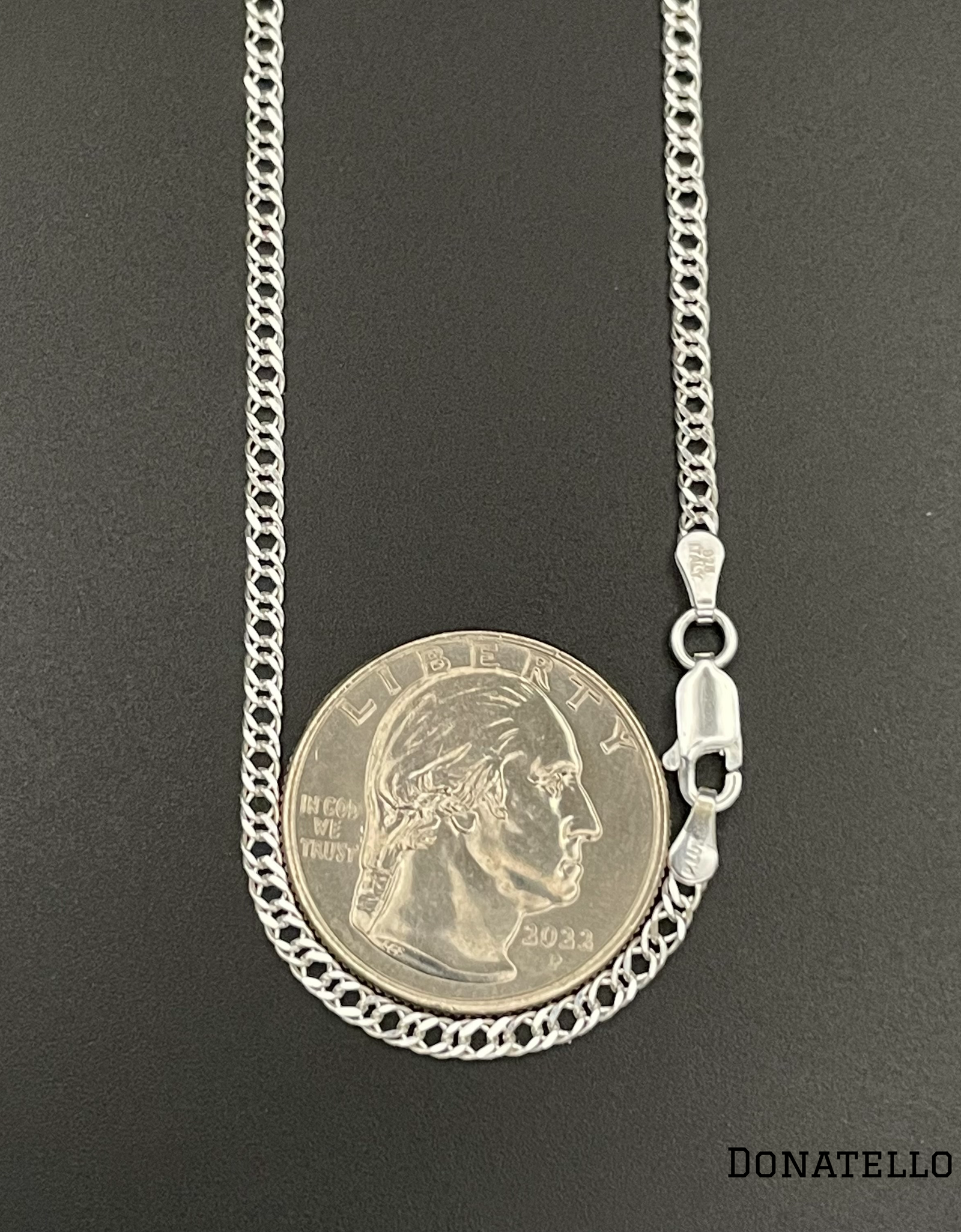 Sterling Silver 925 Double Curb Chain 2MM, 16"-24", Double Link Chain Necklace, Italian Made Sterling Silver 925 Unisex Chain by Donatello Gian