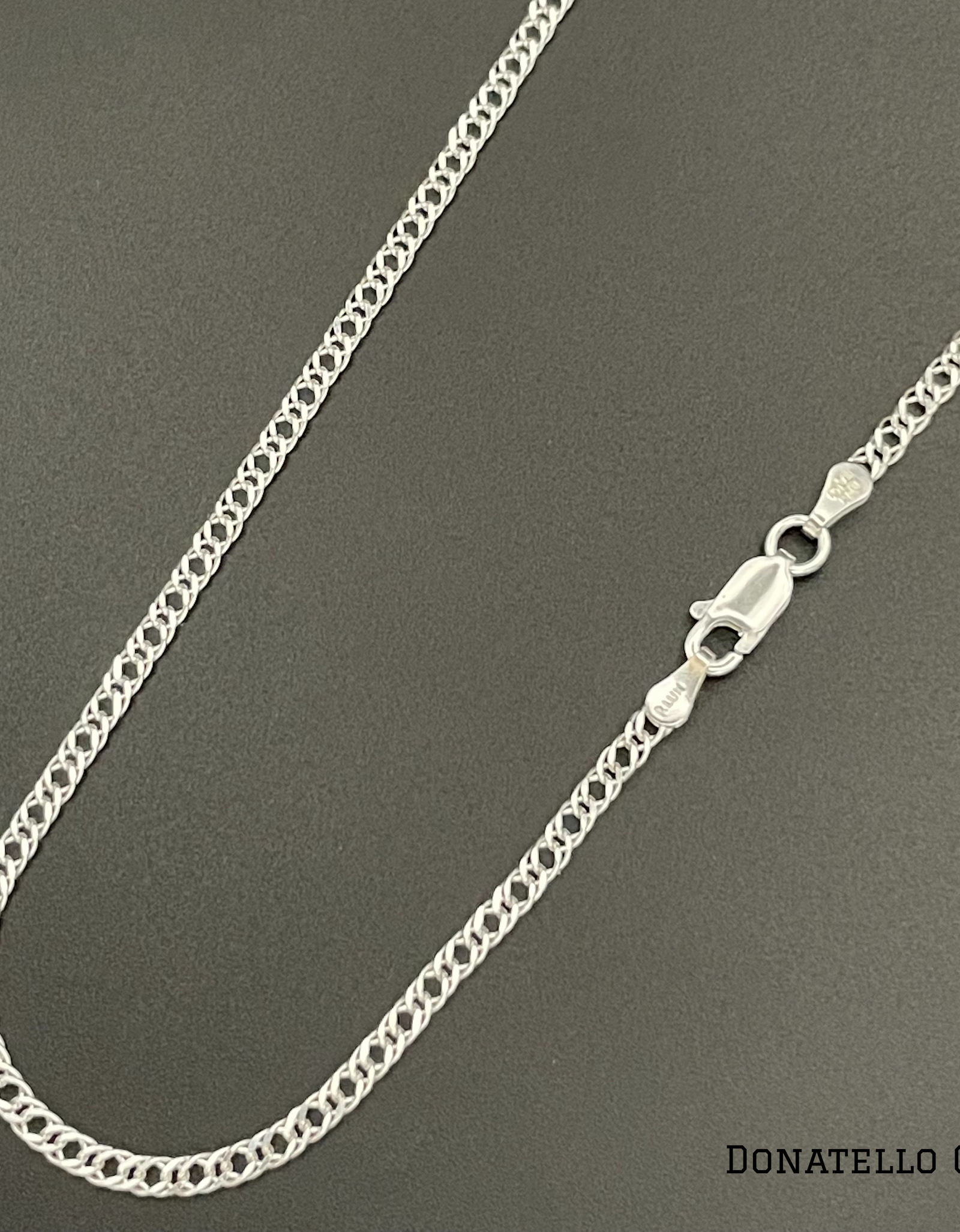 Sterling Silver 925 Double Curb Chain 2MM, 16"-24", Double Link Chain Necklace, Italian Made Sterling Silver 925 Unisex Chain by Donatello Gian