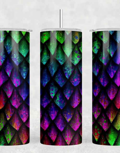 Load image into Gallery viewer, Dragon Scales - 20 oz Steel Skinny Tumbler - Optional Blue Tooth Speaker - Speaker Color will Vary by Rowdy Ridge Co

