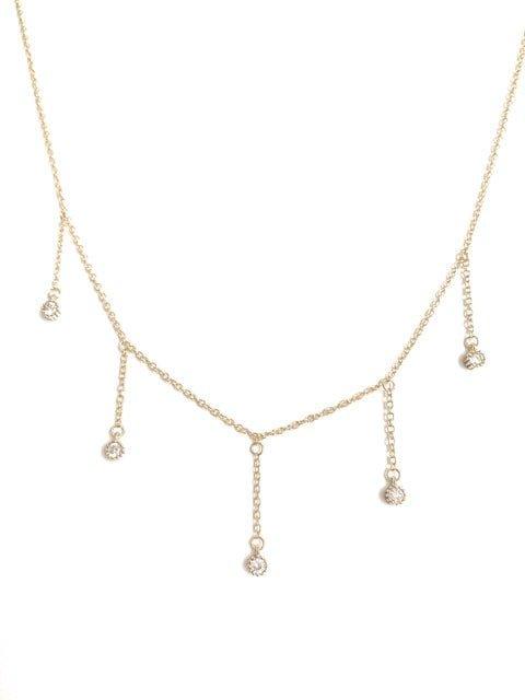 Load image into Gallery viewer, Drop Necklace for Women in Gold or Silver with Five Cubic Zirconia Stone by Hollywood Sensation®
