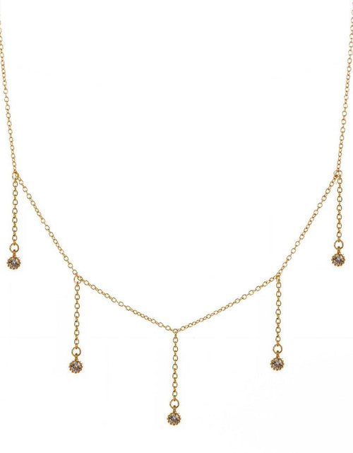 Load image into Gallery viewer, Drop Necklace for Women in Gold or Silver with Five Cubic Zirconia Stone by Hollywood Sensation®
