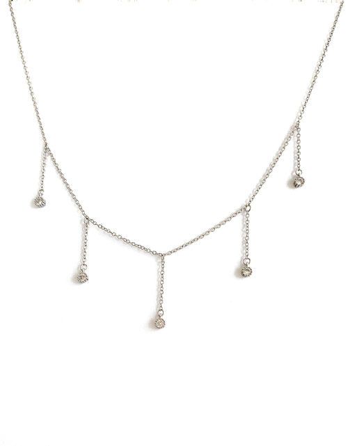 Load image into Gallery viewer, Drop Necklace for Women in Gold or Silver with Five Cubic Zirconia Stone by Hollywood Sensation®
