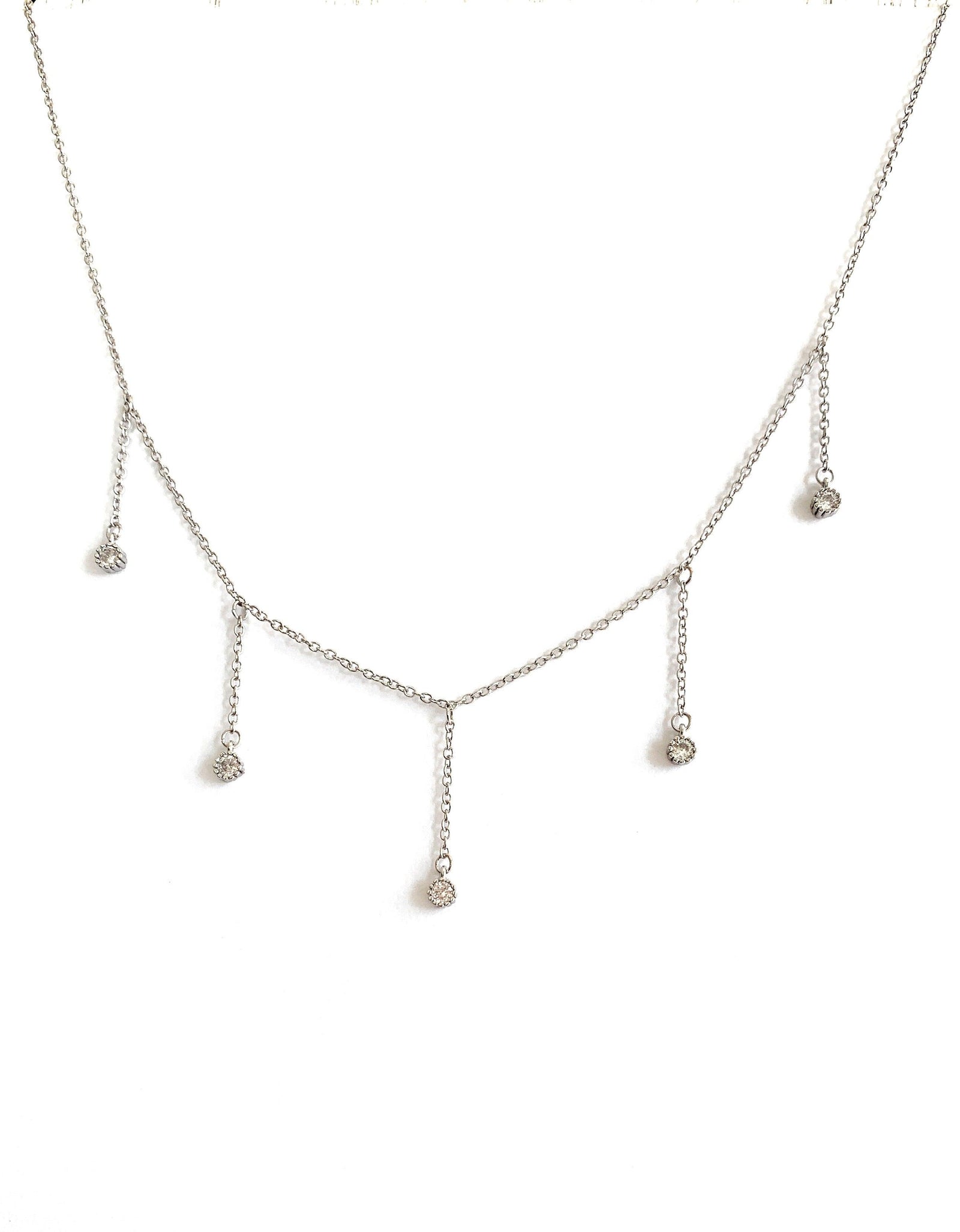 Drop Necklace for Women in Gold or Silver with Five Cubic Zirconia Stone by Hollywood Sensation®