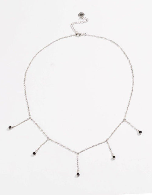 Load image into Gallery viewer, Drop Necklace for Women in Gold or Silver with Five Cubic Zirconia Stone by Hollywood Sensation®
