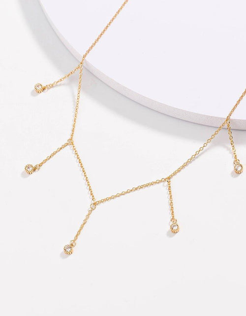 Load image into Gallery viewer, Drop Necklace for Women in Gold or Silver with Five Cubic Zirconia Stone by Hollywood Sensation®
