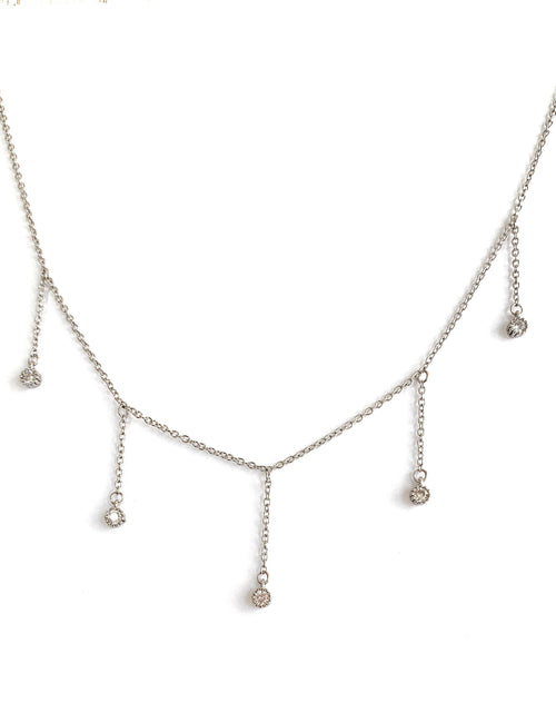 Load image into Gallery viewer, Drop Necklace for Women in Gold or Silver with Five Cubic Zirconia Stone by Hollywood Sensation®
