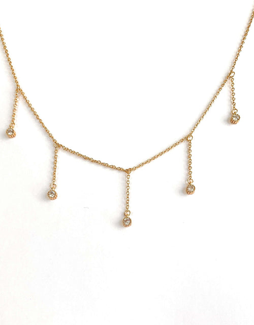 Load image into Gallery viewer, Drop Necklace for Women in Gold or Silver with Five Cubic Zirconia Stone by Hollywood Sensation®
