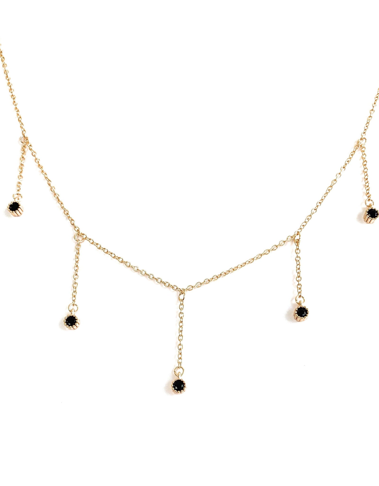 Drop Necklace for Women in Gold or Silver with Five Cubic Zirconia Stone by Hollywood Sensation®